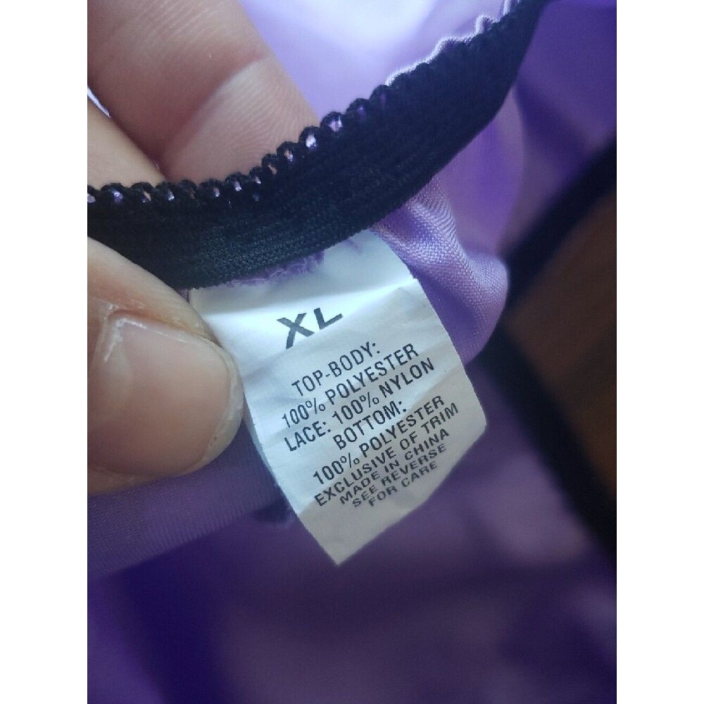 Frederick's of Hollywood Lavender Satin Lace-Trim Pajama Set Size XL Romantic - Picture 7 of 7